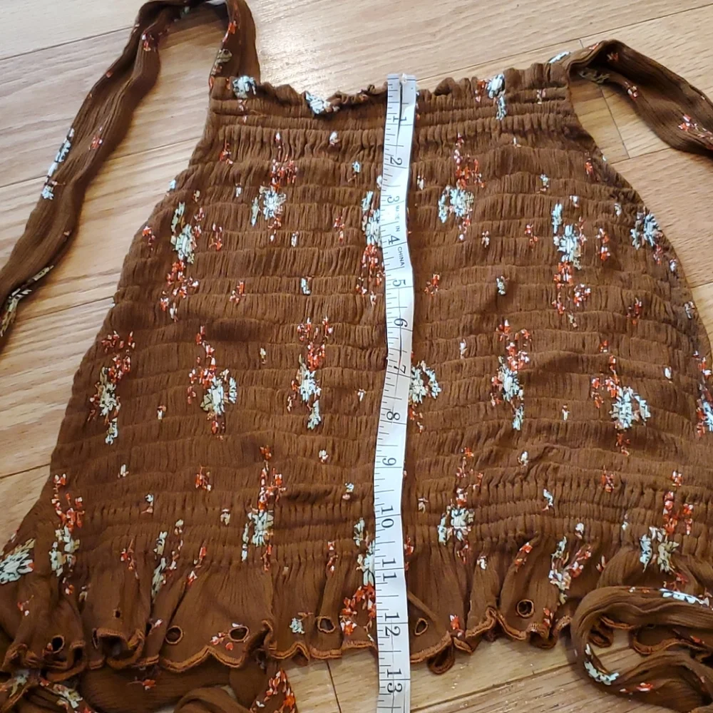 Free People Miss Louise smocked cropped halter top